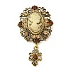 Retro Alloy Rhinestone Oval Brooch LS-JEWB-B022-01AG-01-1