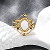 Oval 304 Stainless Steel White Shell Finger Rings for Women RJEW-G346-09G-02-2