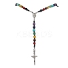 Gemstone Chakra Cross Pendant Rosary Bead Necklaces for Women NJEW-TA00176-2