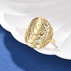 Flat Round 304 Stainless Steel Open Cuff Ring for Women LS-RJEW-M049-01G-02-1