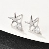 925 Sterling Silver Stud Earrings EJEW-D317-02P-3