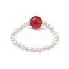 Shell Pearl Beads Stretch Rings RJEW-JR00715-4