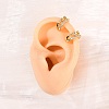 Brass Micro Pave Clear Cubic Zirconia C-Shaped with Heart Cuff Earrings LS-EJEW-D328-05G-02-3