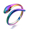 304 Stainless Steel Snake Cuff Ring RJEW-N038-113M-1