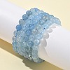 Natural Aquamarine Round Bead Stretch Bracelets for Men Women BJEW-U034-01C-01-1