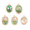 5Pcs 5 Styles Flower Rack Plating Alloy Enamel Pendants ENAM-FP0001-40-1