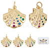 6Pcs Rack Plating Brass Micro Pave Colorful Cubic Zirconia Pendants KK-BBC0003-14-1