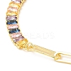 Colorful Cubic Zirconia & Paperclip Chain Necklace for Girl Women Gift NJEW-A005-07G-2