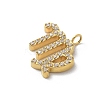 Ion Plating(IP) 304 Stainless Steel Micro Pave Cubic Zirconia Charms STAS-Z107-09G-10-2