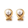 304 Stainless Steel Imitation Pearl Stud Earrings STAS-E502-03G-4
