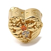 Heart Rack Plating Brass Micro Pave Cubic Zirconia European Beads KK-G511-02B-G-1