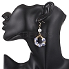 Printed Porcelain Round Dangle Earrings EJEW-JE06838-02-3