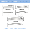 60Pcs 3 Styles 201 Stainless Steel Links/Connectors STAS-BBC0007-44-2