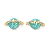 Brass Micro Pave Clear Cubic Zirconia Planet Connector Charms KK-B129-28G-02-1