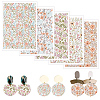 5Pcs 5 Styles Flower Pattern Ceramics Clay Water Transfer Paper AJEW-HY0002-17A-1