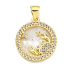 Brass Micro Pave Clear Cubic Zirconia Pendants KK-K354-04G-06-1