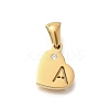 26Pcs Letter A~Z 304 Stainless Steel Heart Pendants with Crystal Rhinestone STAS-Z103-01G-M-2