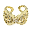 Infinity Brass Micro Pave Clear Cubic Zirconia Open Cuff Rings RJEW-Z046-05G-02-2