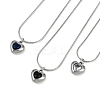 PVD Vacuum Plating 304 Stainless Steel Cubic Zirconia Heart Pendant Round Snake Chain Necklaces for Women NJEW-Z044-08P-1