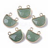 Natural Green Aventurine Semi Circle Pendants G-S359-011B-1