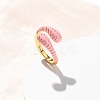 Brass Enamel Cuff Open Rings for Women RJEW-A098-01G-3
