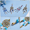  16Pcs 2 Style Woven Web/Net with Feather Alloy Pendant Decoration HJEW-NB0001-82-4