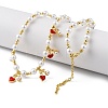 Brass Micro Pave Clear Cubic Zirconia Beaded Necklaces NJEW-Z059-04G-02-3