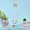 Flower Round Glass Beads Tassel Hanging Suncatchers for Window Garden Outdoor Decoration HJEW-WH20020-007C-3