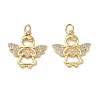 Brass Micro Pave Clear Cubic Zirconia Pendants CU-CBA9AFC-01G-14-1