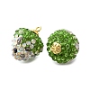 Rhinestone Clay Brass Pendants KK-D295-05G-2