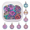 14Pcs 7 Style Chakra Theme Ion Plating(IP) 201 Stainless Steel Charms STAS-LS0001-70MC-1