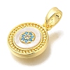 Brass Micro Pave Cubic Zirconia and Shell Pendants KK-K388-77G-01-2