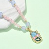 Natural Rose Quartz Pendant Necklaces for Women NJEW-G165-01D-G-3