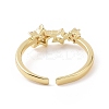 Clear Cubic Zirconia Hollow Out Star Open Cuff Ring RJEW-E072-23G-3