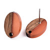 Resin & Walnut Wood Stud Earring Findings MAK-N032-004A-A05-3