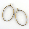 Rack Plating Alloy Oval Open Back Bezel Pendants LS-PALLOY-S047-26F-FF-1