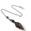 Natural Tiger Eye & Resin Hexagonal Pointed Dowsing Pendulums PW-WG7D05E-12-1