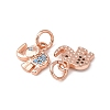 Brass Micro Pave Cubic Zirconia Pendants ZIRC-E124-68RG-1-2