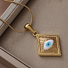 French Vintage 304 Stainless Steel Enamel Rhombus with White Evil Eye Pendant Necklaces HC0202-4