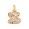 Brass Micro Pave Clear Cubic Zirconia Pendants KK-B099-01G-Z-1