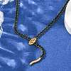 304 Stainless Steel Emerald Rhinestone Cup Chain Snake Tennis Necklaces for Women LS-NJEW-A051-02G-2