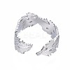 304 Stainless Steel Leaf Open Cuff Ring RJEW-T023-10P-2