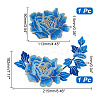 2Pcs 2 Style Peony Polyester Embroidery Sew on Clothing Patches PATC-NB0001-11B-2