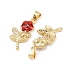 Brass Enamel Cubic Zirconia Pendants KK-L251-27G-2