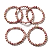 Natural Rhodonite Round Beaded Stretch Bracelet for Women BJEW-D446-F-27-3