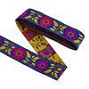 Ethnic Style Floral Pattern Embroidery Polyester Ribbons OCOR-WH0104-04A-1