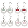 4 Pairs Brass & Glass & 304 Stainless Steel Dangle Earrings EJEW-JE06258-2