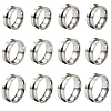 12Pcs 6 Size 201 Stainless Steel Grooved Finger Ring Settings STAS-TA0002-15P-2