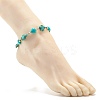 Heart & Tortoise Synthetic Turquoise Beaded Anklet AJEW-AN00459-02-3