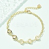 Brass Micro Pave Clear Cubic Zirconia Charm Bracelets for Women BJEW-C083-09G-2